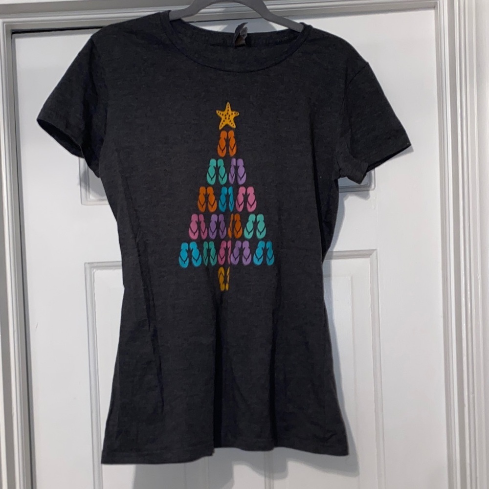Charcoal Tee with Colorful Flip flop Tree Design
